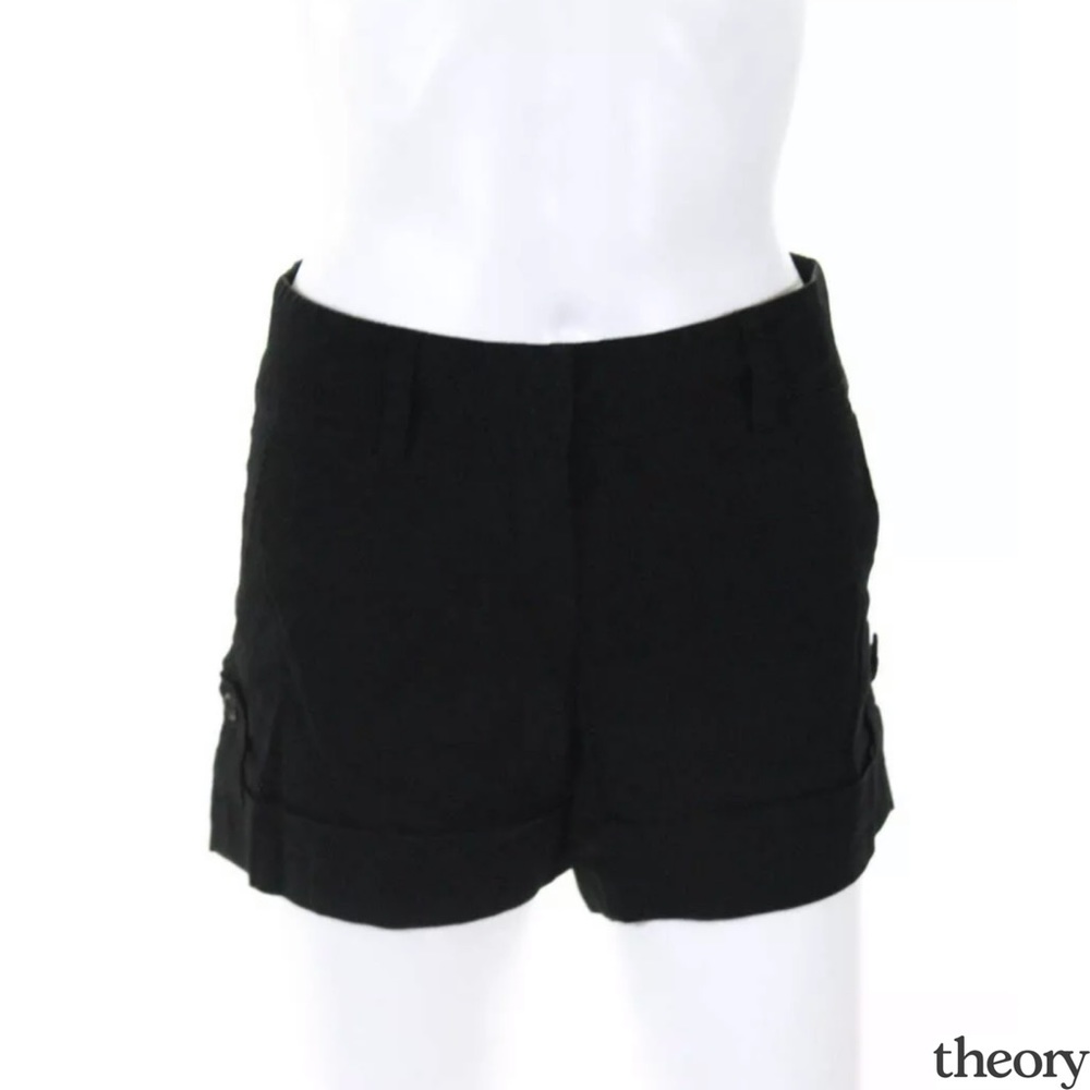 Theory Classic Black Structured Cuffed Shorts - image 1